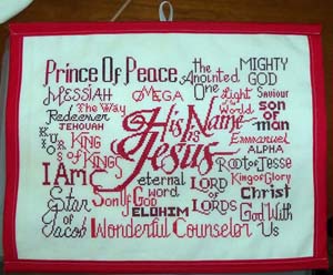 His Name is Jesus stitched by Michelle P